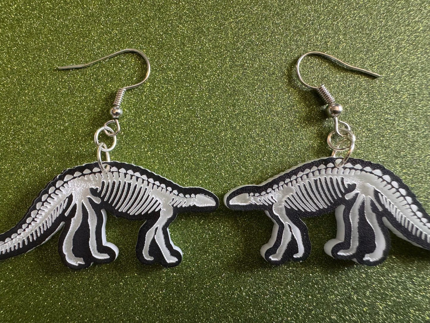 Dinosaur Skeleton Earrings: Laser Cut Acrylic Dinosaurs, Bones, Skeletons, Novelty Earrings, Costume Jewelry, Best Gifts for Her/Him/Them