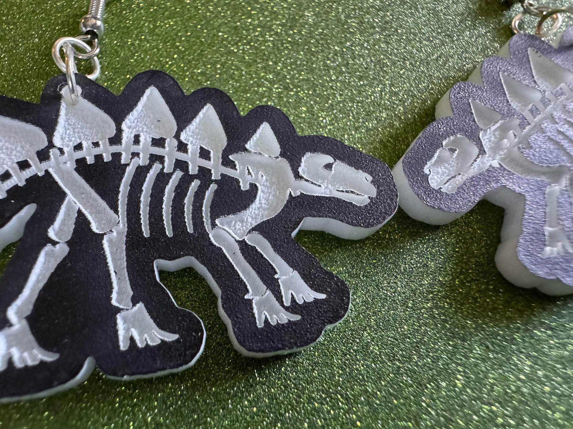 Dinosaur Skeleton Earrings: Laser Cut Acrylic Dinosaurs, Bones, Skeletons, Novelty Earrings, Costume Jewelry, Best Gifts for Her/Him/Them