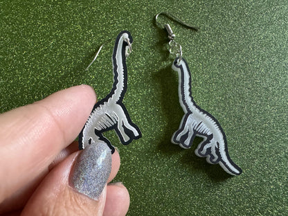 Dinosaur Skeleton Earrings: Laser Cut Acrylic Dinosaurs, Bones, Skeletons, Novelty Earrings, Costume Jewelry, Best Gifts for Her/Him/Them