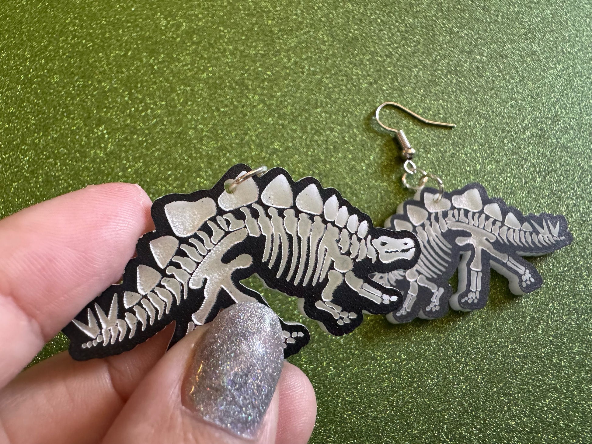 Dinosaur Skeleton Earrings: Laser Cut Acrylic Dinosaurs, Bones, Skeletons, Novelty Earrings, Costume Jewelry, Best Gifts for Her/Him/Them
