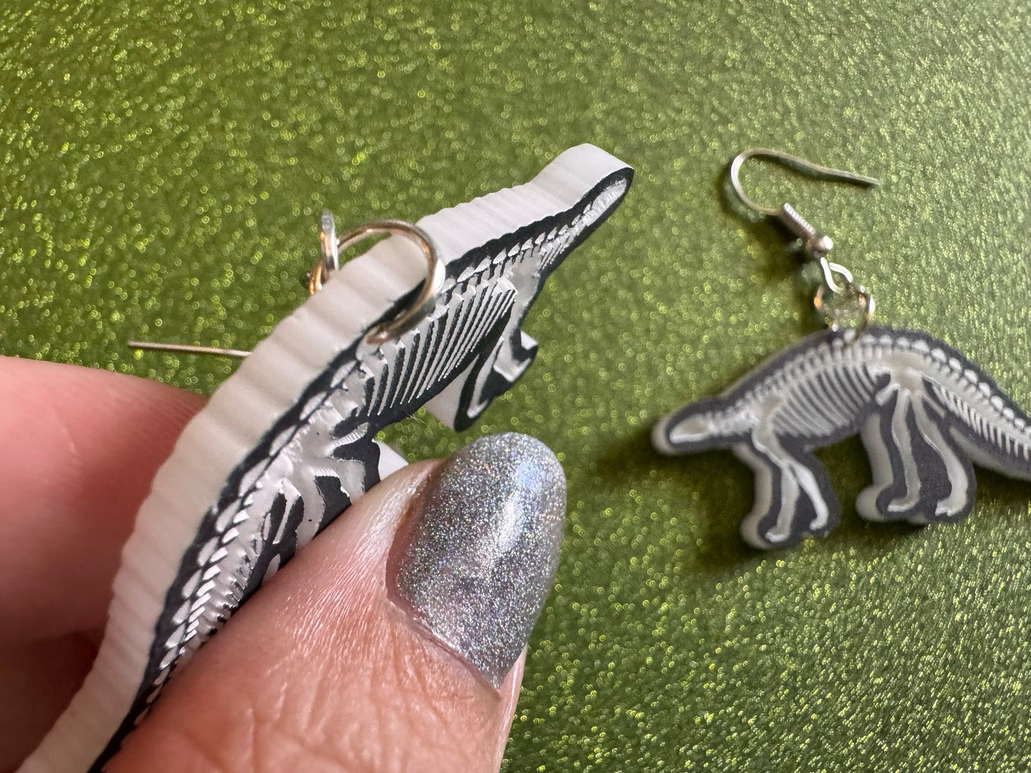Dinosaur Skeleton Earrings: Laser Cut Acrylic Dinosaurs, Bones, Skeletons, Novelty Earrings, Costume Jewelry, Best Gifts for Her/Him/Them