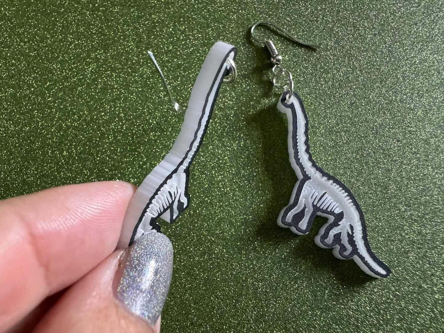 Dinosaur Skeleton Earrings: Laser Cut Acrylic Dinosaurs, Bones, Skeletons, Novelty Earrings, Costume Jewelry, Best Gifts for Her/Him/Them