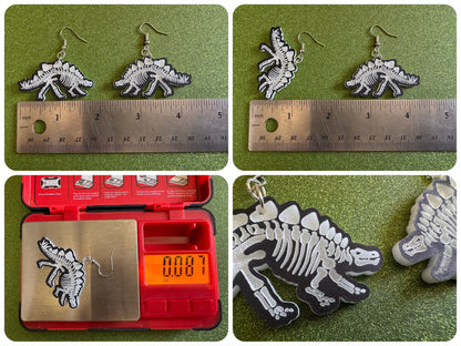 Dinosaur Skeleton Earrings: Laser Cut Acrylic Dinosaurs, Bones, Skeletons, Novelty Earrings, Costume Jewelry, Best Gifts for Her/Him/Them