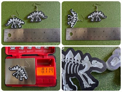 Dinosaur Skeleton Earrings: Laser Cut Acrylic Dinosaurs, Bones, Skeletons, Novelty Earrings, Costume Jewelry, Best Gifts for Her/Him/Them