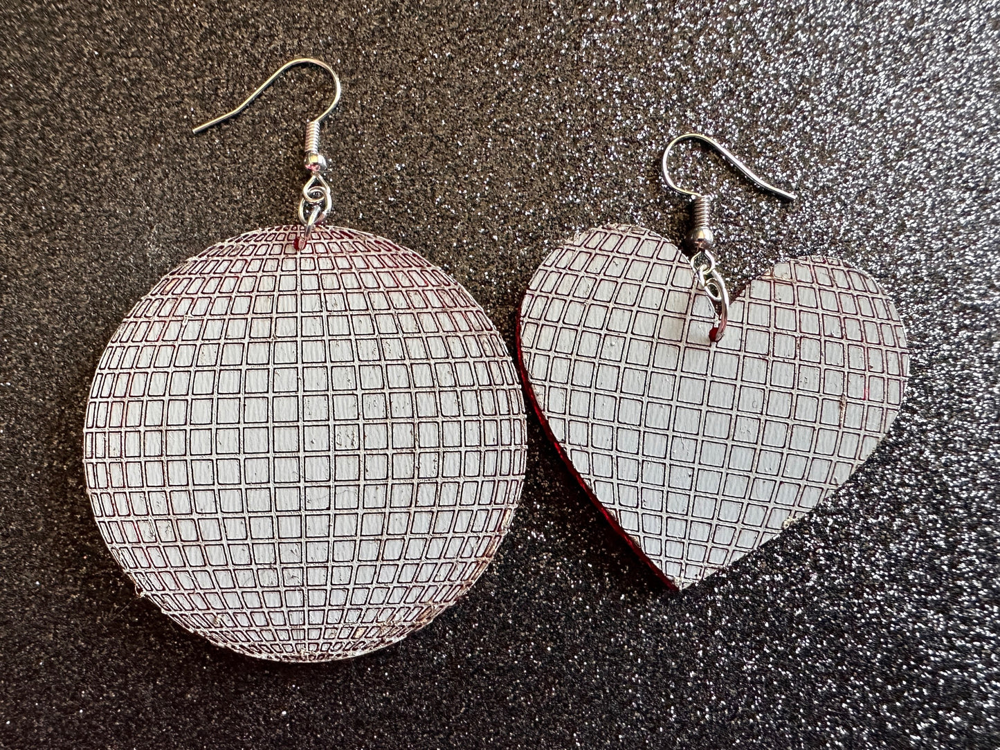 Disco Ball Earrings: Mirrored Laser Cut Acrylic Disco Balls & Hearts, Music, Musical, Retro, Party, Celebrate, Best Gifts for Her/Him/Them