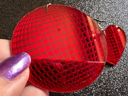 Disco Ball Earrings: Mirrored Laser Cut Acrylic Disco Balls & Hearts, Music, Musical, Retro, Party, Celebrate, Best Gifts for Her/Him/Them