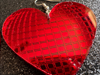 Disco Ball Earrings: Mirrored Laser Cut Acrylic Disco Balls & Hearts, Music, Musical, Retro, Party, Celebrate, Best Gifts for Her/Him/Them