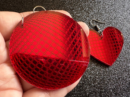 Disco Ball Earrings: Mirrored Laser Cut Acrylic Disco Balls & Hearts, Music, Musical, Retro, Party, Celebrate, Best Gifts for Her/Him/Them
