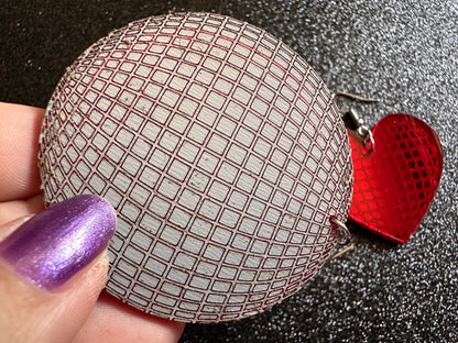 Disco Ball Earrings: Mirrored Laser Cut Acrylic Disco Balls & Hearts, Music, Musical, Retro, Party, Celebrate, Best Gifts for Her/Him/Them