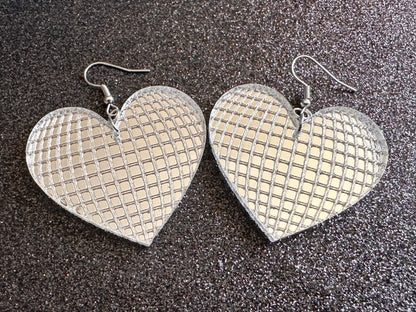 Disco Heart Earrings: Mirrored Laser Cut Acrylic Disco Ball Hearts, Music, Musical, Retro, Party, Celebrate, Best Gifts for Her/Him/Them