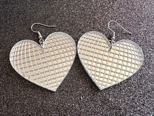 Disco Heart Earrings: Mirrored Laser Cut Acrylic Disco Ball Hearts, Music, Musical, Retro, Party, Celebrate, Best Gifts for Her/Him/Them