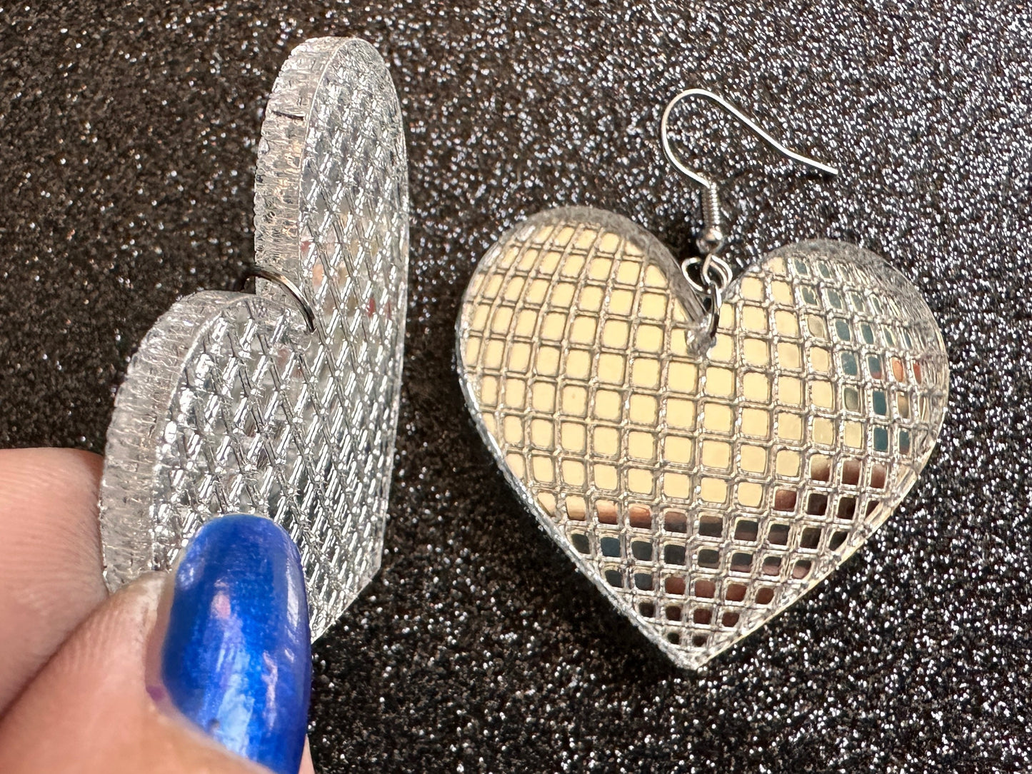 Disco Heart Earrings: Mirrored Laser Cut Acrylic Disco Ball Hearts, Music, Musical, Retro, Party, Celebrate, Best Gifts for Her/Him/Them