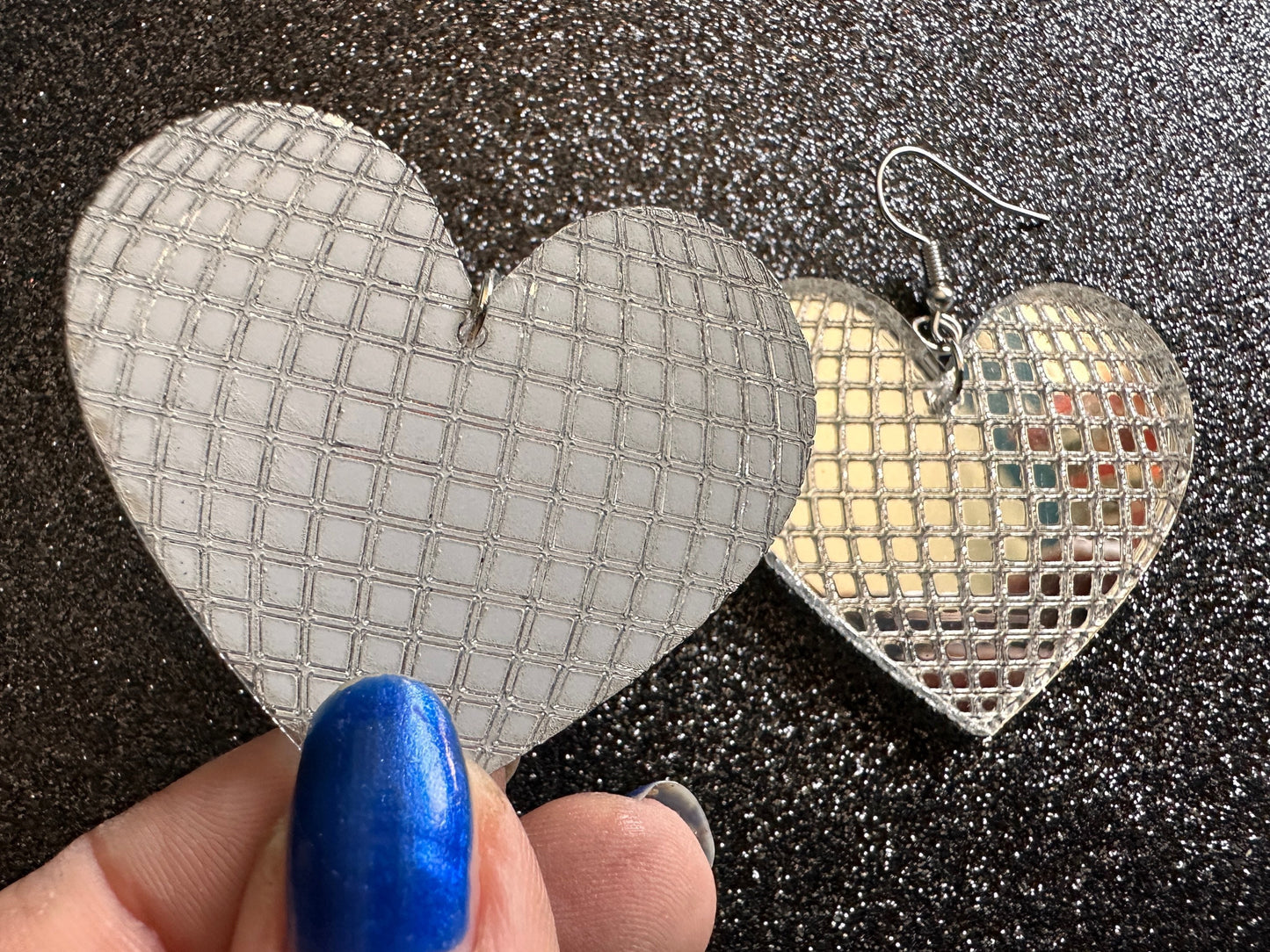 Disco Heart Earrings: Mirrored Laser Cut Acrylic Disco Ball Hearts, Music, Musical, Retro, Party, Celebrate, Best Gifts for Her/Him/Them