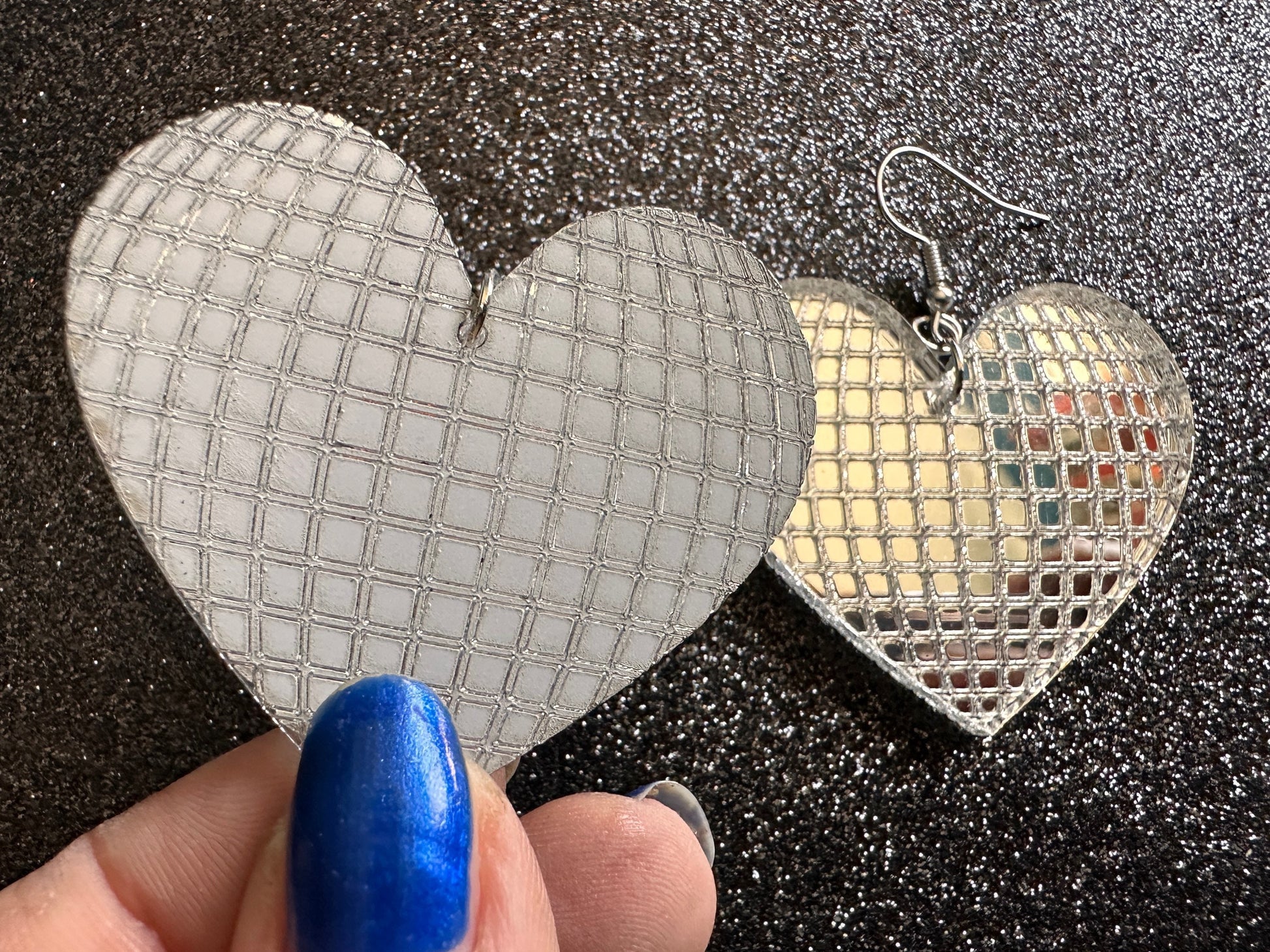 Disco Heart Earrings: Mirrored Laser Cut Acrylic Disco Ball Hearts, Music, Musical, Retro, Party, Celebrate, Best Gifts for Her/Him/Them