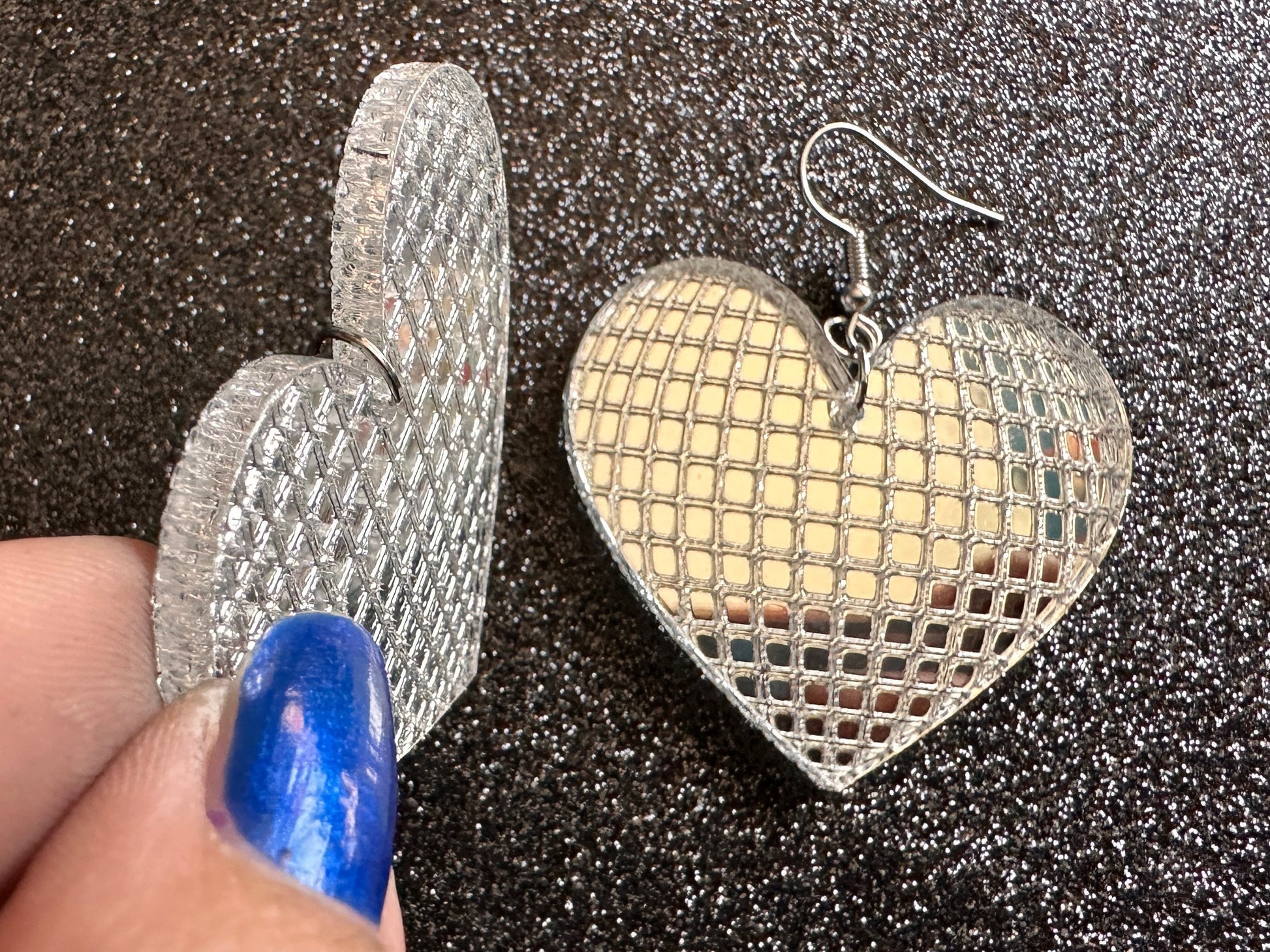 Disco Heart Earrings: Mirrored Laser Cut Acrylic Disco Ball Hearts, Music, Musical, Retro, Party, Celebrate, Best Gifts for Her/Him/Them