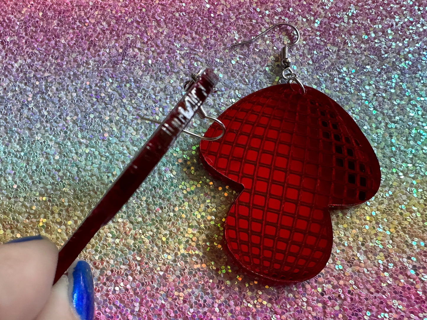 Disco Mushroom Earrings: Mirrored Laser Cut Acrylic Mushrooms, Shroom, Amanita, Retro, Party, Celebrate, Mycology, Gifts for Her/Him/Them