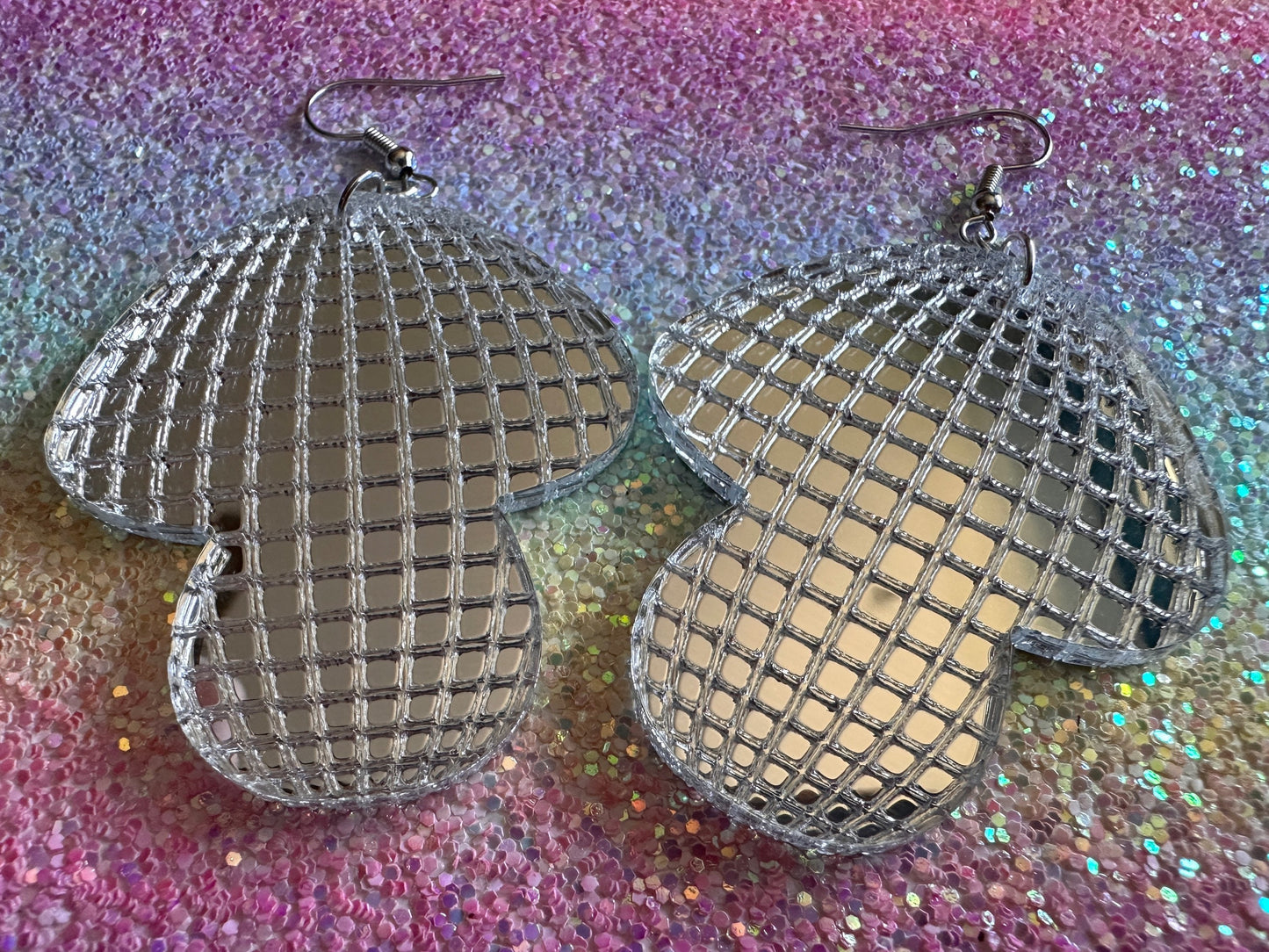 Disco Mushroom Earrings: Mirrored Laser Cut Acrylic Mushrooms, Shroom, Amanita, Retro, Party, Celebrate, Mycology, Gifts for Her/Him/Them