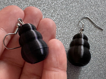 Dog Toy Earrings: Dogs, Doggo, Dog Lover, Novelty, Miniature Pet Toy, 3D Printed Kong, Black Kong Toy Earrings, Best Gifts for Her/Him/Them