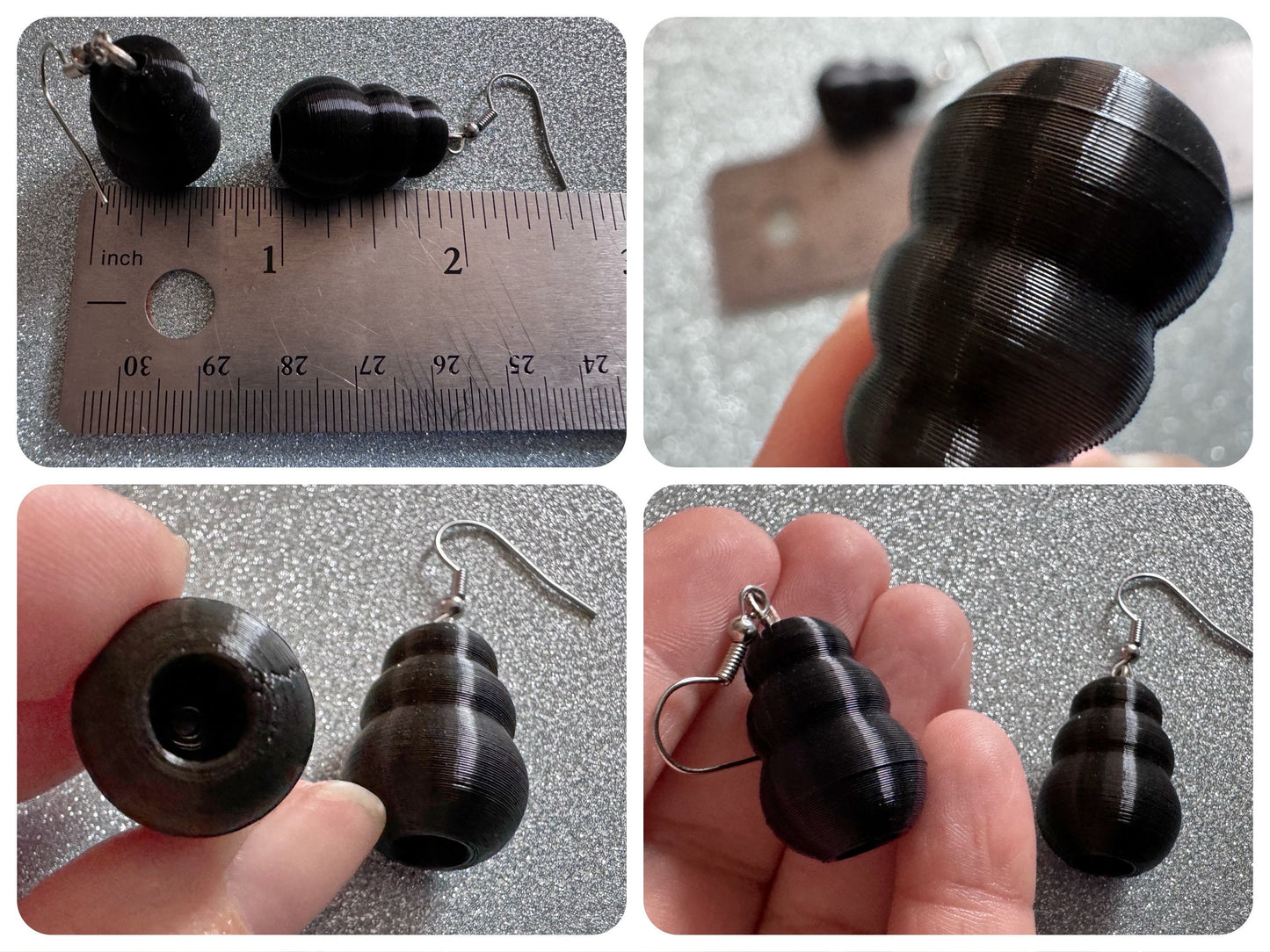 Dog Toy Earrings: Dogs, Doggo, Dog Lover, Novelty, Miniature Pet Toy, 3D Printed Kong, Black Kong Toy Earrings, Best Gifts for Her/Him/Them