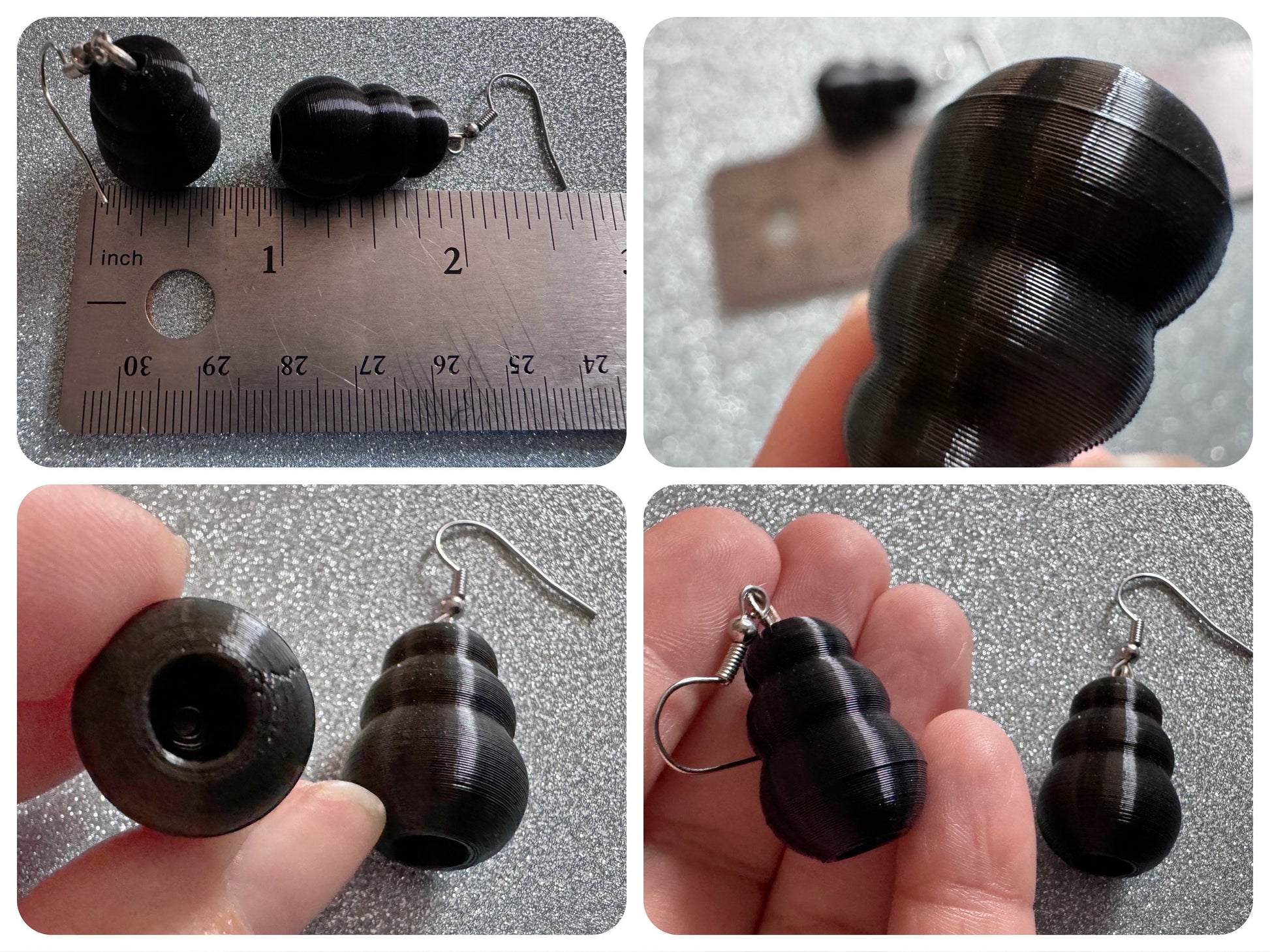 Dog Toy Earrings: Dogs, Doggo, Dog Lover, Novelty, Miniature Pet Toy, 3D Printed Kong, Black Kong Toy Earrings, Best Gifts for Her/Him/Them