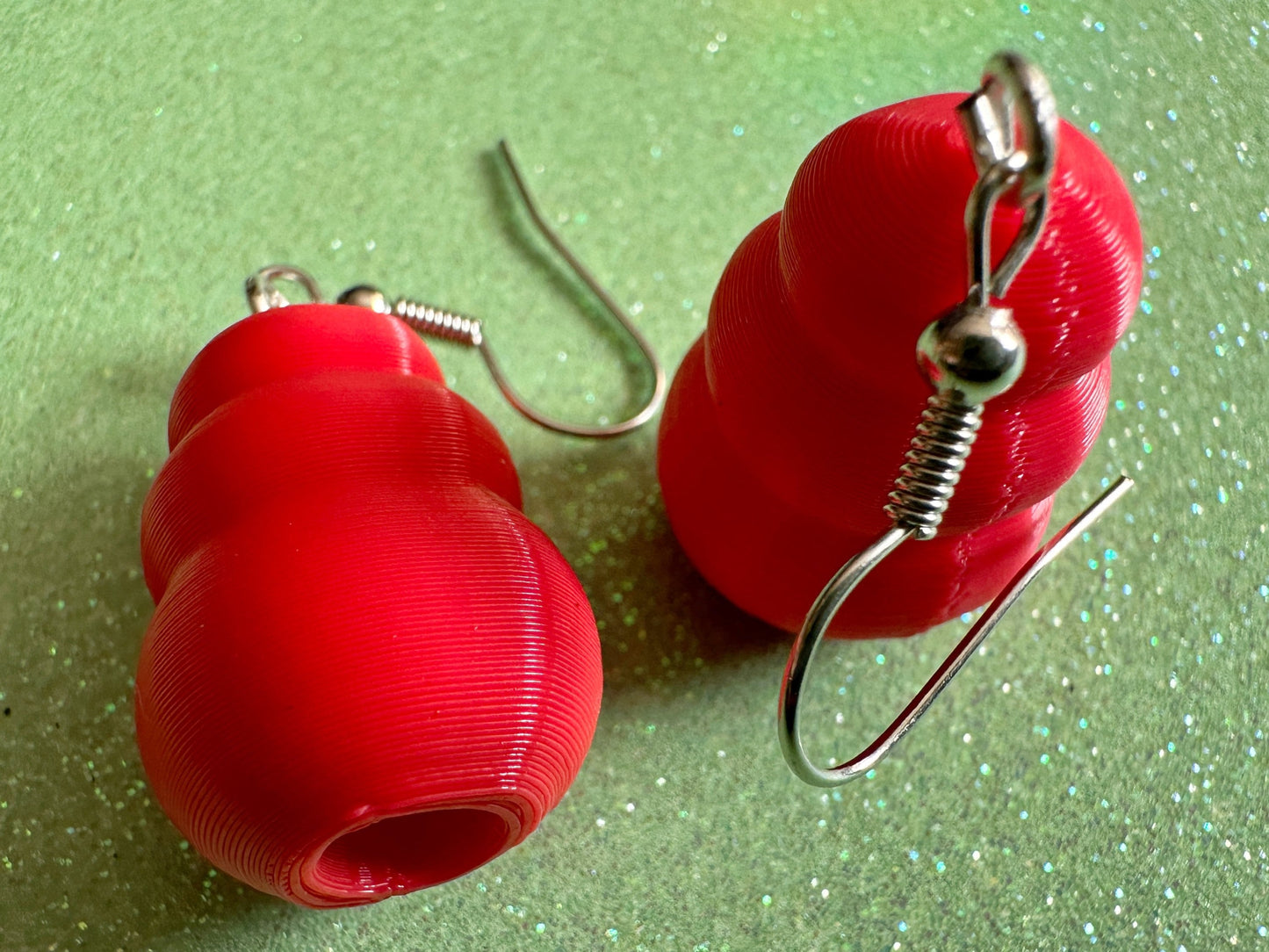 Dog Toy Earrings: Dogs, Doggo, Dog Lover, Novelty, Miniature Pet Toy, 3D Printed Kong, Red Kong Toy Earrings, Best Gifts for Her/Him/Them