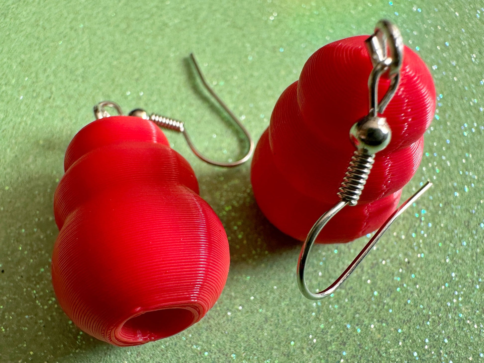 Dog Toy Earrings: Dogs, Doggo, Dog Lover, Novelty, Miniature Pet Toy, 3D Printed Kong, Red Kong Toy Earrings, Best Gifts for Her/Him/Them