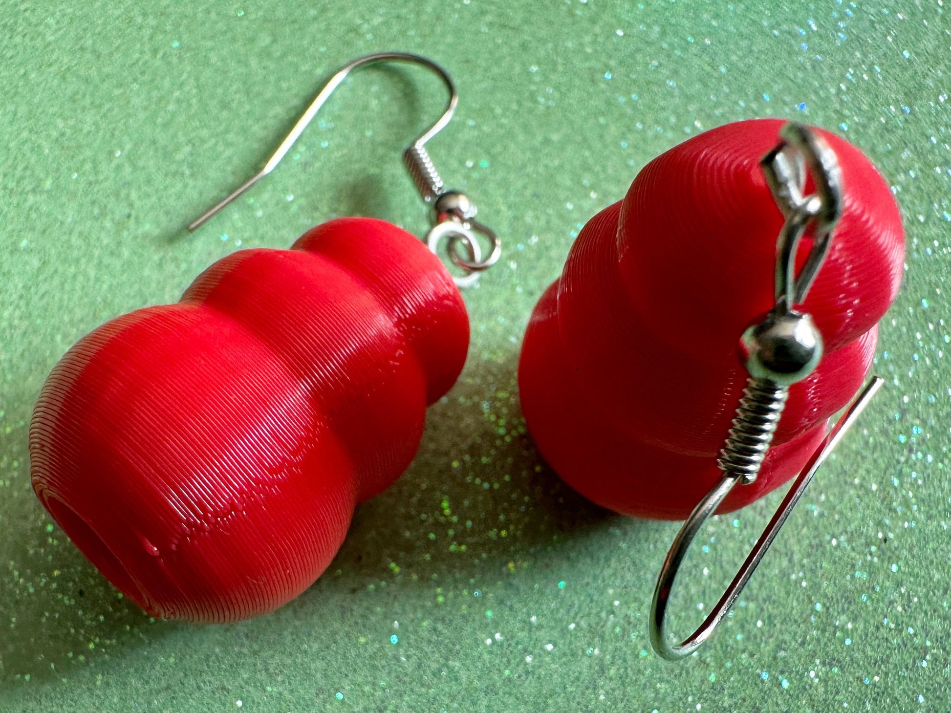 Dog Toy Earrings: Dogs, Doggo, Dog Lover, Novelty, Miniature Pet Toy, 3D Printed Kong, Red Kong Toy Earrings, Best Gifts for Her/Him/Them