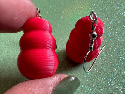 Dog Toy Earrings: Dogs, Doggo, Dog Lover, Novelty, Miniature Pet Toy, 3D Printed Kong, Red Kong Toy Earrings, Best Gifts for Her/Him/Them