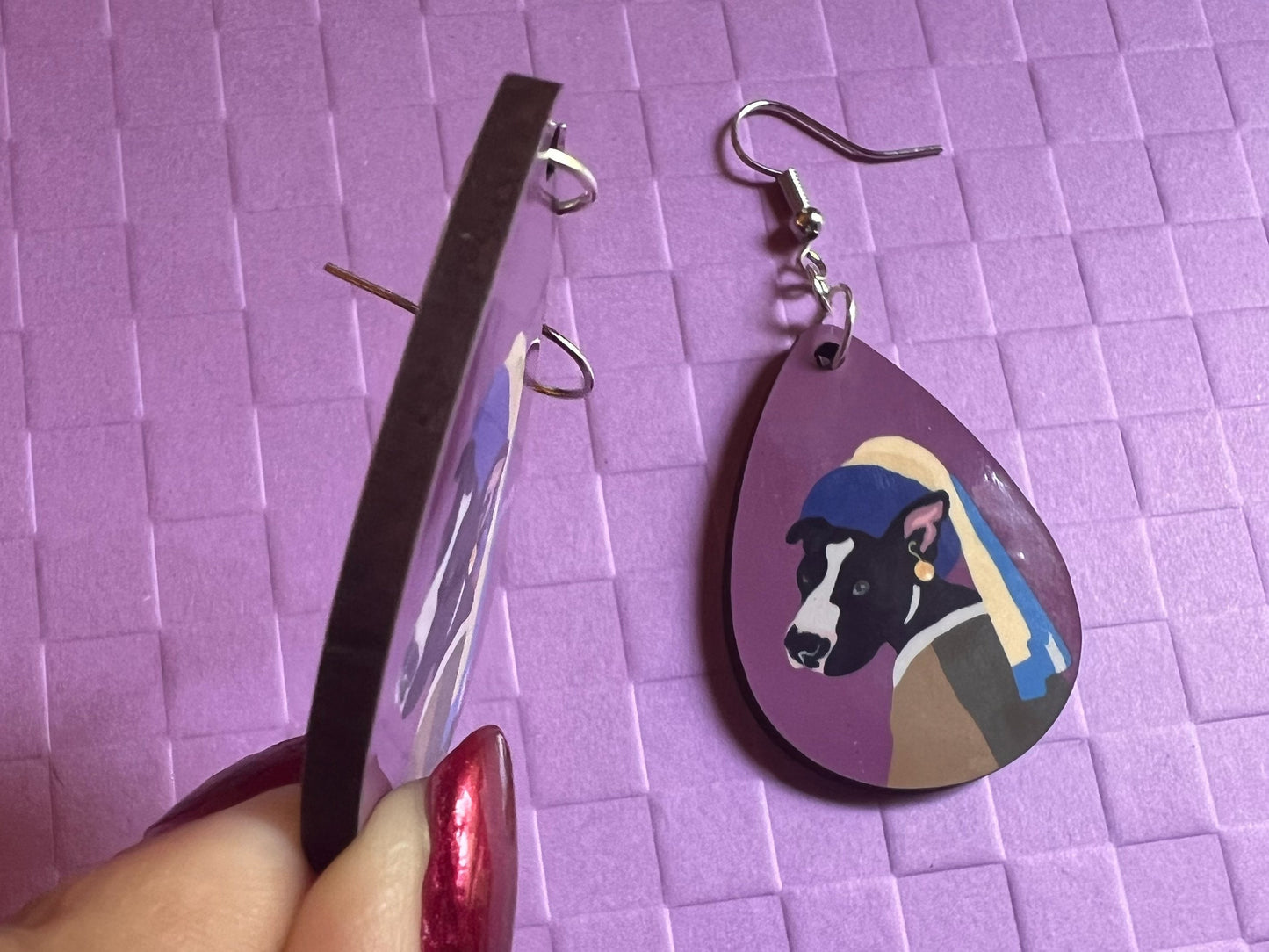 Dog With A Pearl Earring: TikTok Famous Pit Bull, Smiley on Maui, Sublimated, Best Gifts for Her/Him/Them