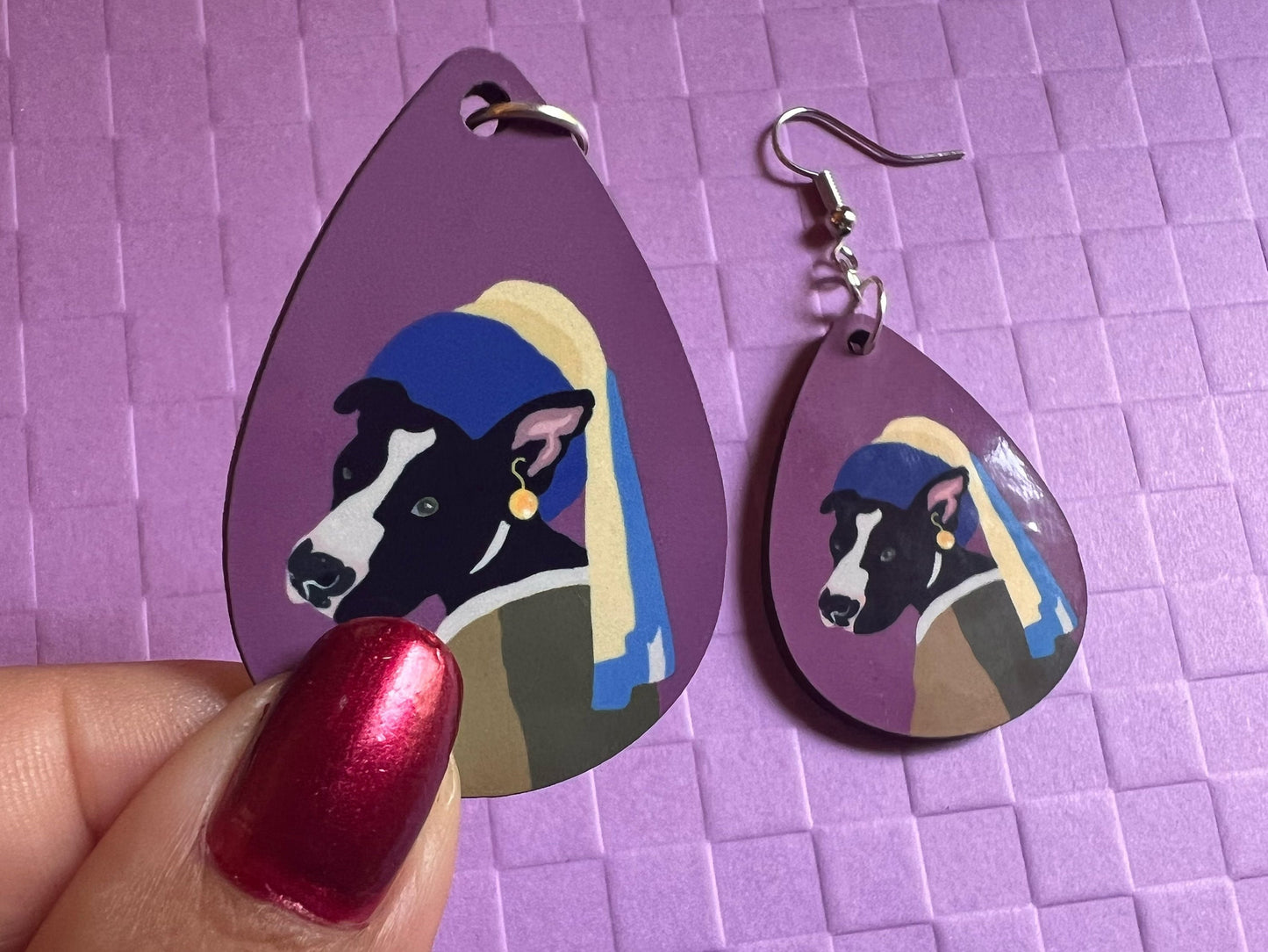 Dog With A Pearl Earring: TikTok Famous Pit Bull, Smiley on Maui, Sublimated, Best Gifts for Her/Him/Them