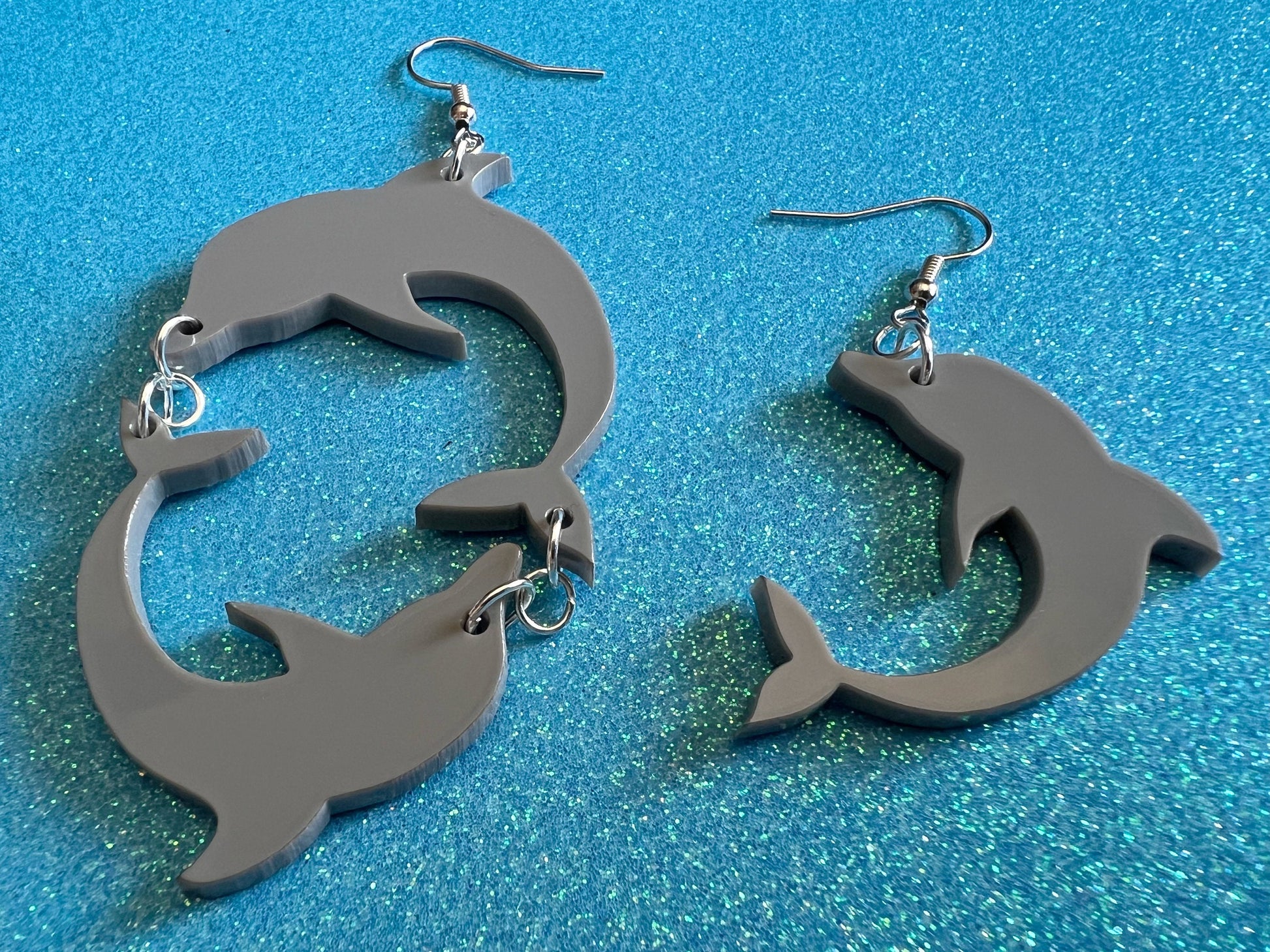 Dolphin Earrings: Laser Cut Acrylic Dolphins, Simple Outline, Silhouette, Ocean Animal, Aquarium, Sea Creatures, Best Gifts for Her/Him/Them