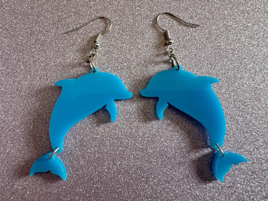 Dolphin Earrings: Laser Cut Acrylic Dolphins, Simple Outline, Silhouette, Ocean Animal, Aquarium, Sea Creatures, Best Gifts for Her/Him/Them