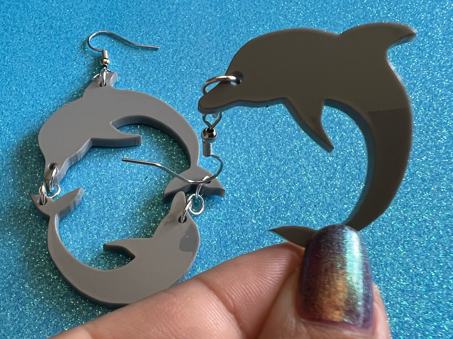 Dolphin Earrings: Laser Cut Acrylic Dolphins, Simple Outline, Silhouette, Ocean Animal, Aquarium, Sea Creatures, Best Gifts for Her/Him/Them