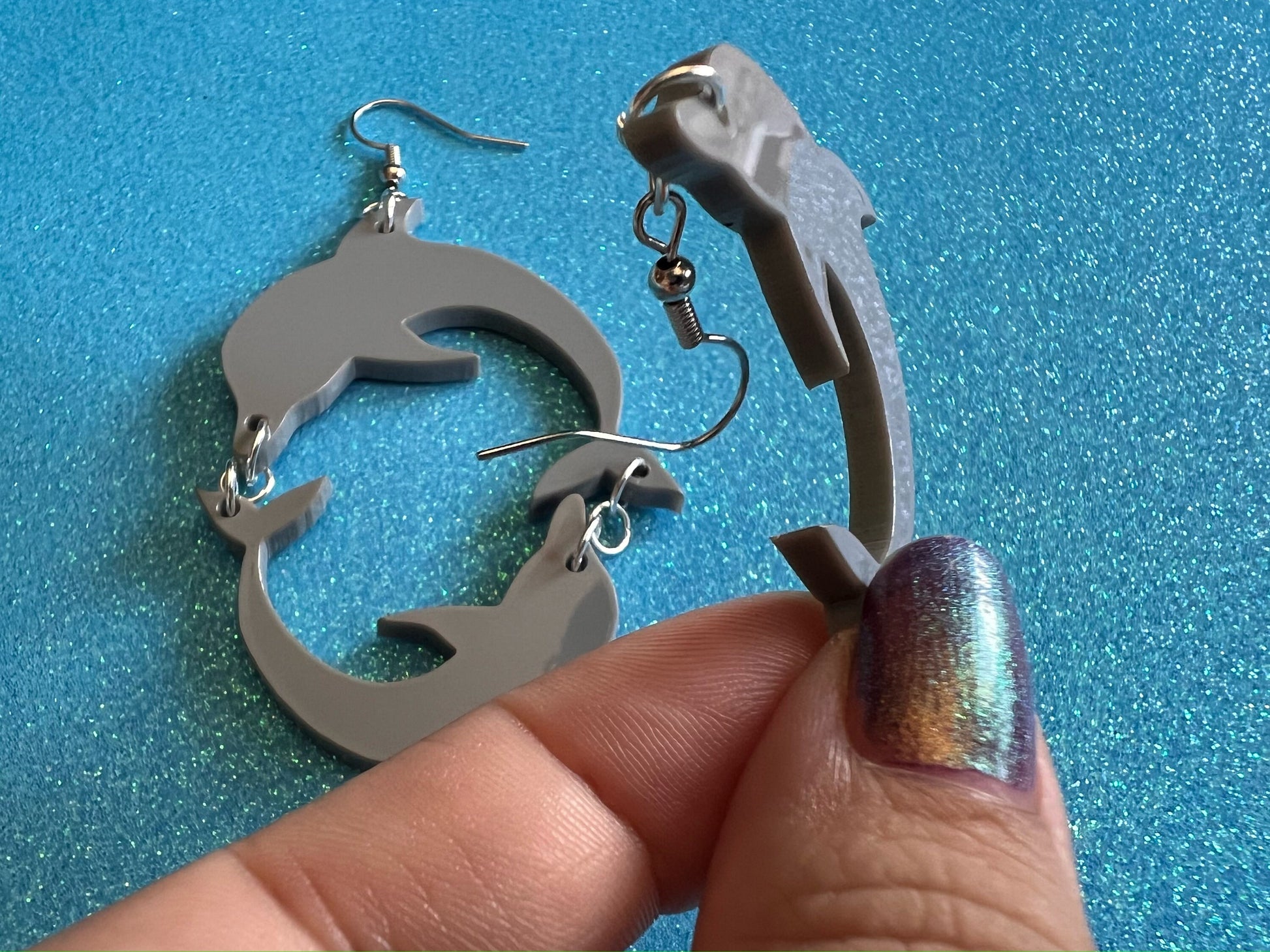 Dolphin Earrings: Laser Cut Acrylic Dolphins, Simple Outline, Silhouette, Ocean Animal, Aquarium, Sea Creatures, Best Gifts for Her/Him/Them