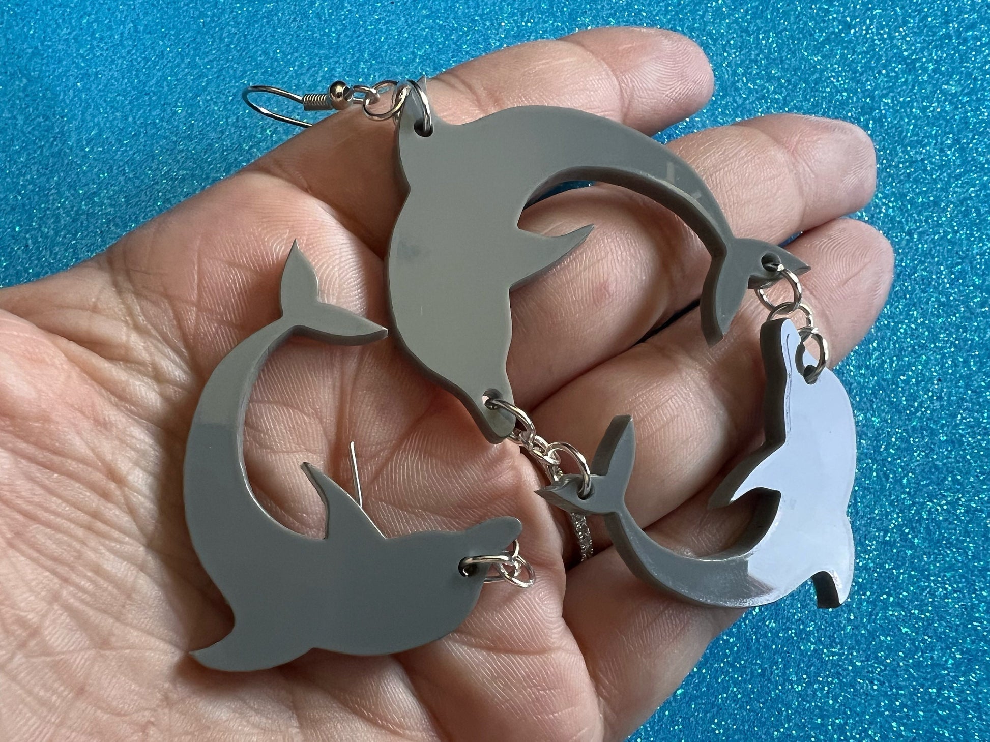 Dolphin Earrings: Laser Cut Acrylic Dolphins, Simple Outline, Silhouette, Ocean Animal, Aquarium, Sea Creatures, Best Gifts for Her/Him/Them