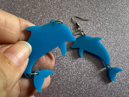 Dolphin Earrings: Laser Cut Acrylic Dolphins, Simple Outline, Silhouette, Ocean Animal, Aquarium, Sea Creatures, Best Gifts for Her/Him/Them