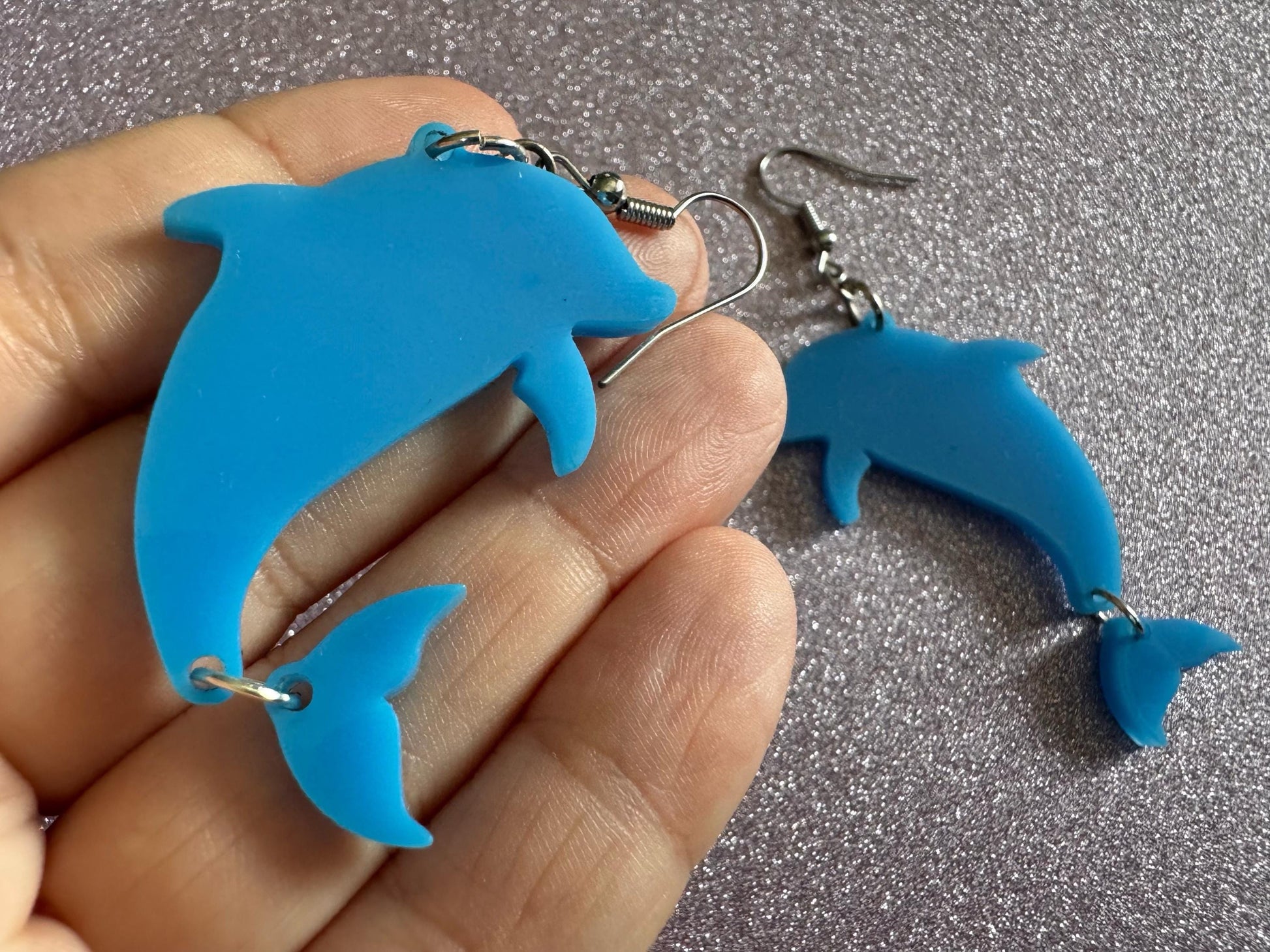 Dolphin Earrings: Laser Cut Acrylic Dolphins, Simple Outline, Silhouette, Ocean Animal, Aquarium, Sea Creatures, Best Gifts for Her/Him/Them
