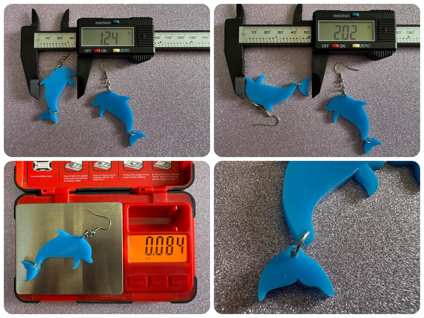 Dolphin Earrings: Laser Cut Acrylic Dolphins, Simple Outline, Silhouette, Ocean Animal, Aquarium, Sea Creatures, Best Gifts for Her/Him/Them