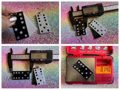 Domino Earrings: Laser Cut Acrylic Dominoes, Board Games, Play Dominoes, Gifts for Her/Him/Them