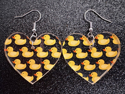 Ducky Earrings: Laser Cut Acrylic Ducks, Duckies, "Rubber" Duck Earrings, Bath Time, Ducks, Duckies, Animals, Bird, Gift for Her/Him/Them