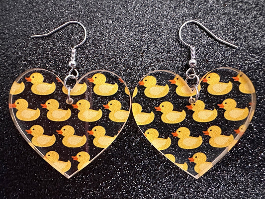 Ducky Earrings: Laser Cut Acrylic Ducks, Duckies, "Rubber" Duck Earrings, Bath Time, Ducks, Duckies, Animals, Bird, Gift for Her/Him/Them