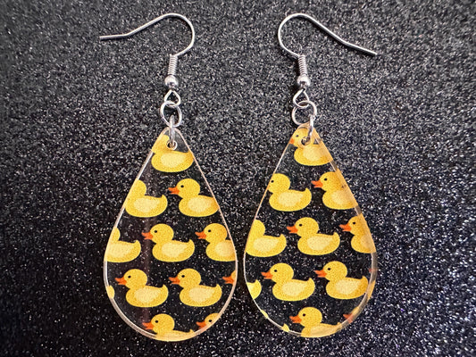 Ducky Earrings: Laser Cut Acrylic Ducks, Duckies, "Rubber" Duck Earrings, Bath Time, Ducks, Duckies, Animals, Bird, Gift for Her/Him/Them