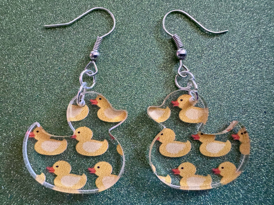 Ducky Earrings: Laser Cut Acrylic Ducks, Duckies, "Rubber" Duck Earrings, Bath Time, Ducks, Duckies, Animals, Bird, Gift for Her/Him/Them