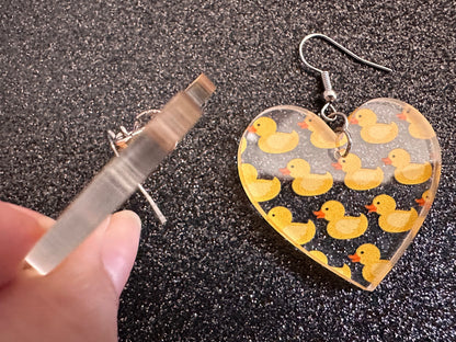 Ducky Earrings: Laser Cut Acrylic Ducks, Duckies, "Rubber" Duck Earrings, Bath Time, Ducks, Duckies, Animals, Bird, Gift for Her/Him/Them