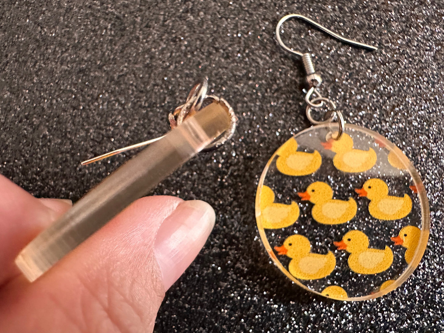 Ducky Earrings: Laser Cut Acrylic Ducks, Duckies, "Rubber" Duck Earrings, Bath Time, Ducks, Duckies, Animals, Bird, Gift for Her/Him/Them