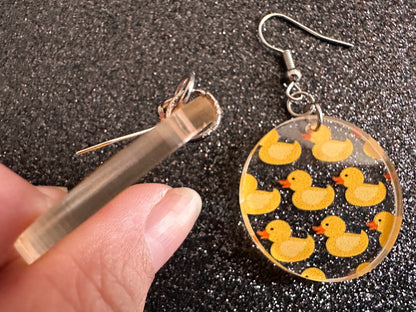 Ducky Earrings: Laser Cut Acrylic Ducks, Duckies, "Rubber" Duck Earrings, Bath Time, Ducks, Duckies, Animals, Bird, Gift for Her/Him/Them