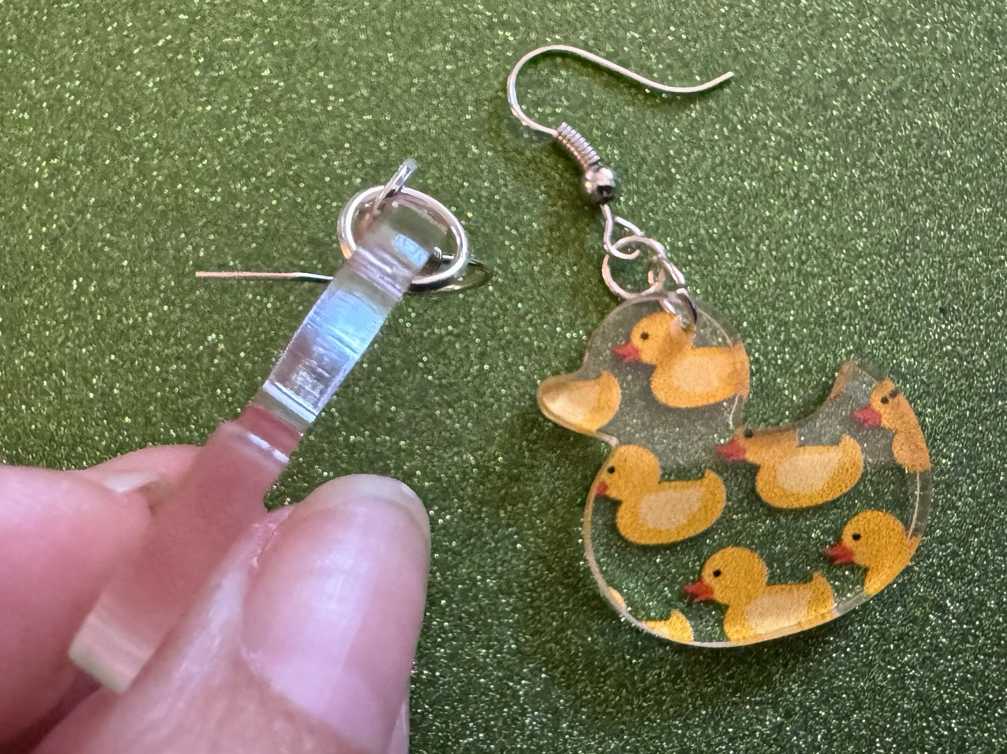 Ducky Earrings: Laser Cut Acrylic Ducks, Duckies, "Rubber" Duck Earrings, Bath Time, Ducks, Duckies, Animals, Bird, Gift for Her/Him/Them