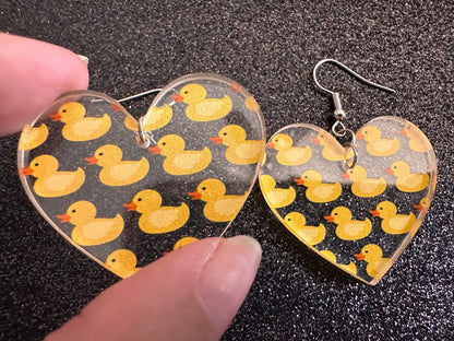 Ducky Earrings: Laser Cut Acrylic Ducks, Duckies, "Rubber" Duck Earrings, Bath Time, Ducks, Duckies, Animals, Bird, Gift for Her/Him/Them