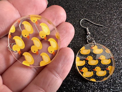 Ducky Earrings: Laser Cut Acrylic Ducks, Duckies, "Rubber" Duck Earrings, Bath Time, Ducks, Duckies, Animals, Bird, Gift for Her/Him/Them