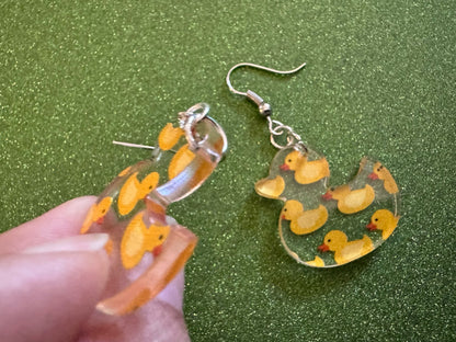 Ducky Earrings: Laser Cut Acrylic Ducks, Duckies, "Rubber" Duck Earrings, Bath Time, Ducks, Duckies, Animals, Bird, Gift for Her/Him/Them